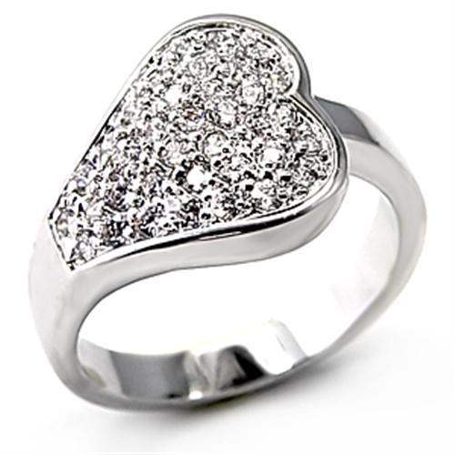 7X106 - Rhodium Brass Ring with AAA Grade CZ in Clear - Alamode - Flyclothing LLC