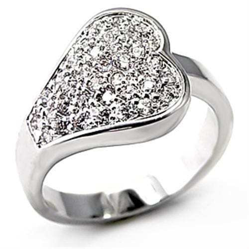 7X106 - Rhodium Brass Ring with AAA Grade CZ in Clear - Alamode - Flyclothing LLC