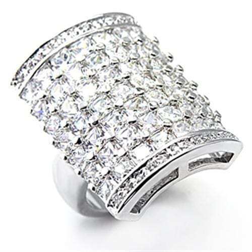 7X116 - Rhodium Brass Ring with AAA Grade CZ in Clear - Alamode - Flyclothing LLC