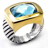 7X119 - Reverse Two-Tone Brass Ring with Semi-Precious Spinel in London Blue - Alamode