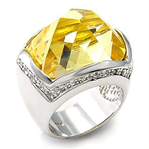 7X154 - Rhodium 925 Sterling Silver Ring with AAA Grade CZ in Citrine Yellow - Alamode - Flyclothing LLC