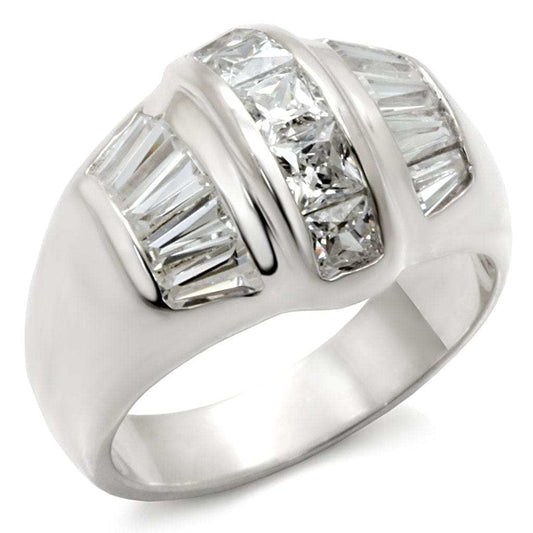 7X159 - Rhodium 925 Sterling Silver Ring with AAA Grade CZ in Clear - Alamode - Flyclothing LLC