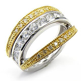 7X164 - Reverse Two-Tone 925 Sterling Silver Ring with AAA Grade CZ  in Clear - Alamode