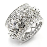 7X182 - Rhodium 925 Sterling Silver Ring with AAA Grade CZ  in Clear - Alamode