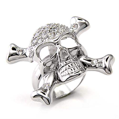 7X188 - Rhodium 925 Sterling Silver Ring with AAA Grade CZ in Clear - Alamode - Flyclothing LLC