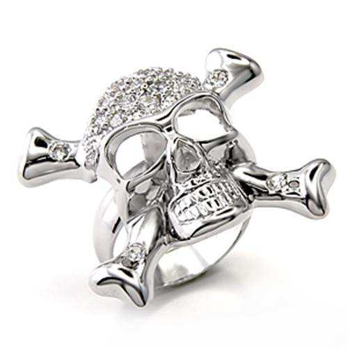 7X188 - Rhodium 925 Sterling Silver Ring with AAA Grade CZ in Clear - Alamode - Flyclothing LLC