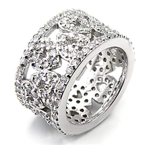 7X199 - Rhodium 925 Sterling Silver Ring with AAA Grade CZ in Clear - Alamode - Flyclothing LLC