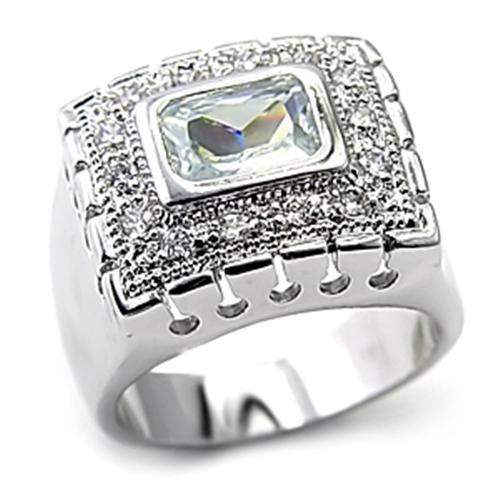7X218 - Rhodium 925 Sterling Silver Ring with AAA Grade CZ in Clear - Alamode - Flyclothing LLC