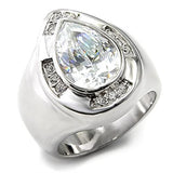 7X236 - Rhodium 925 Sterling Silver Ring with AAA Grade CZ  in Clear - Alamode