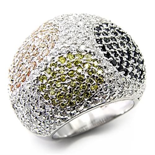 7X252 - High-Polished 925 Sterling Silver Ring with AAA Grade CZ  in Jet - Alamode