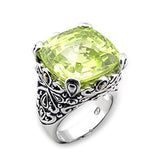 7X314 - Reverse Two-Tone 925 Sterling Silver Ring with AAA Grade CZ  in Apple Green color - Alamode