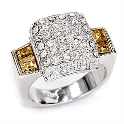 7X383 - Rhodium 925 Sterling Silver Ring with Top Grade Crystal in Topaz - Alamode - Flyclothing LLC