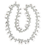 7X405 - Rhodium Brass Necklace with Synthetic Pearl in White - Alamode