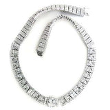 7X410 - Rhodium Brass Necklace with AAA Grade CZ in Clear - Alamode - Flyclothing LLC