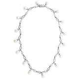7X420 - Rhodium 925 Sterling Silver Necklace with Synthetic Pearl in White - Alamode