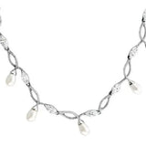7X420 - Rhodium 925 Sterling Silver Necklace with Synthetic Pearl in White - Alamode - Flyclothing LLC