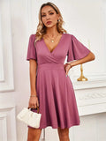 Surplice Flutter Sleeve Mini Dress - Trendsi