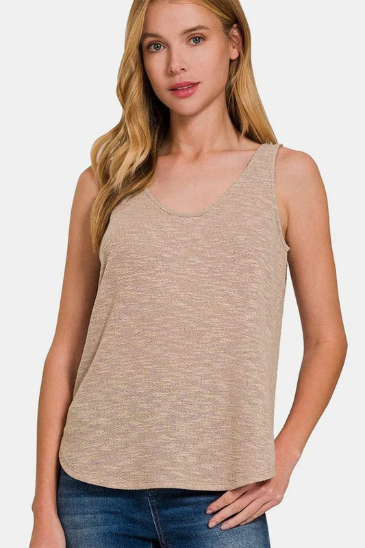Zenana Curved Hem Round Neck Tank - Trendsi - Flyclothing LLC