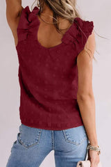 Full Size Swiss Dot V-Neck Tank - Trendsi - Flyclothing LLC