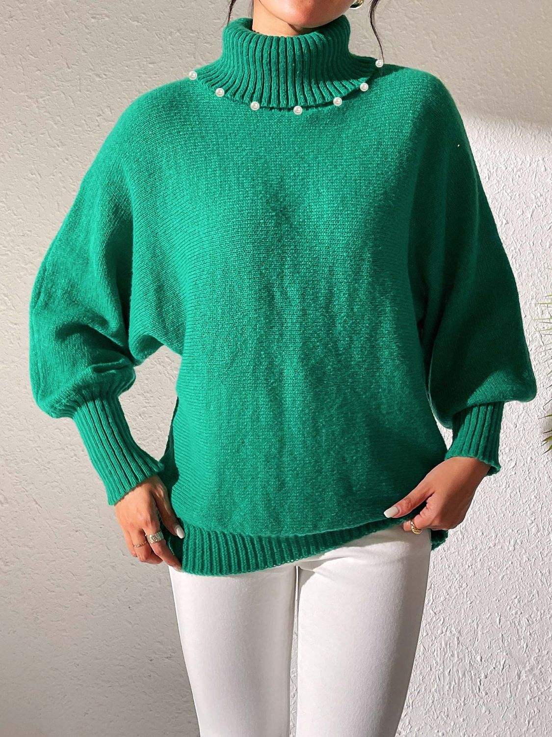 Turtleneck Long Sleeve Sweater - Trendsi - Flyclothing LLC