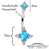 Blue Synthetic Opal Rhombus Star Double Mount Belly Ring - BodyCandy - Flyclothing LLC