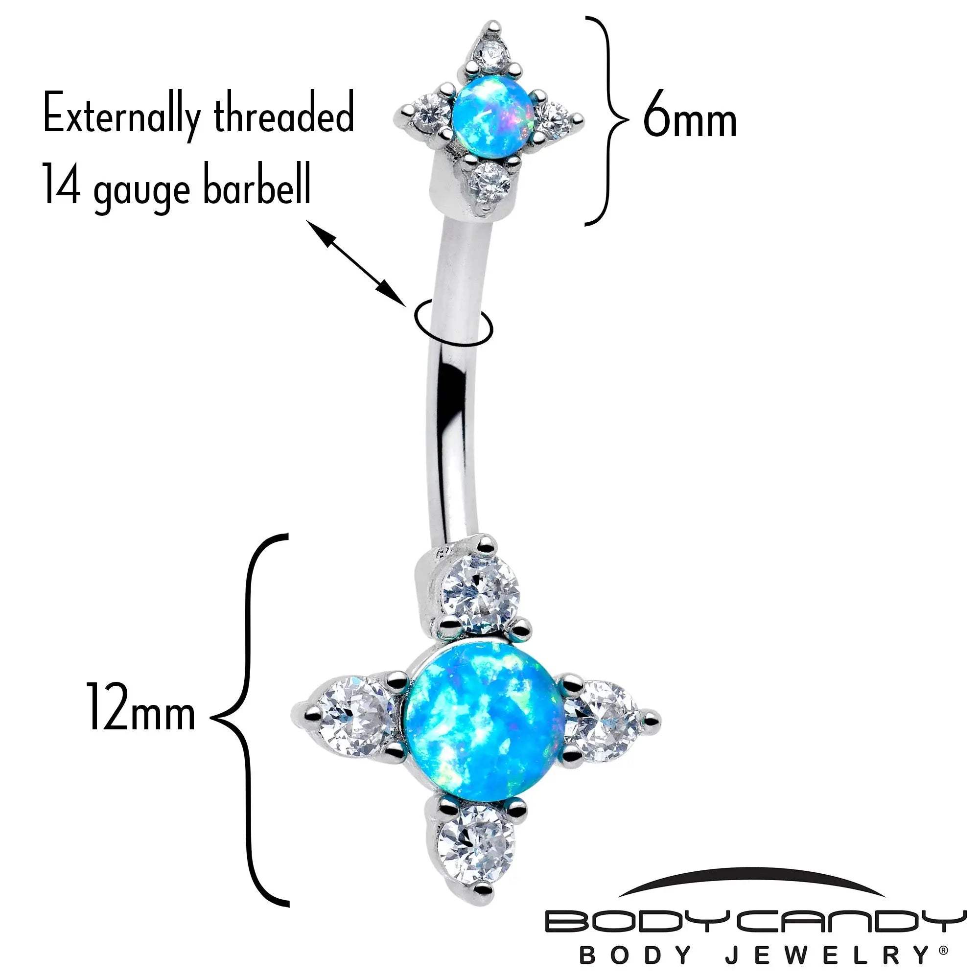 Blue Synthetic Opal Rhombus Star Double Mount Belly Ring - BodyCandy - Flyclothing LLC
