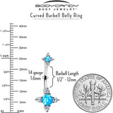 Blue Synthetic Opal Rhombus Star Double Mount Belly Ring - BodyCandy - Flyclothing LLC