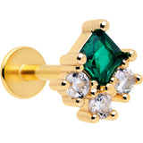 16G 1/4 Green Clear CZ Gem Gold Tone Rhombus Riot Flatback Stud - BodyCandy - Flyclothing LLC