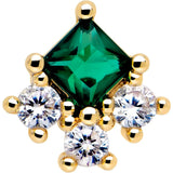 16G 1/4 Green Clear CZ Gem Gold Tone Rhombus Riot Flatback Stud - BodyCandy - Flyclothing LLC