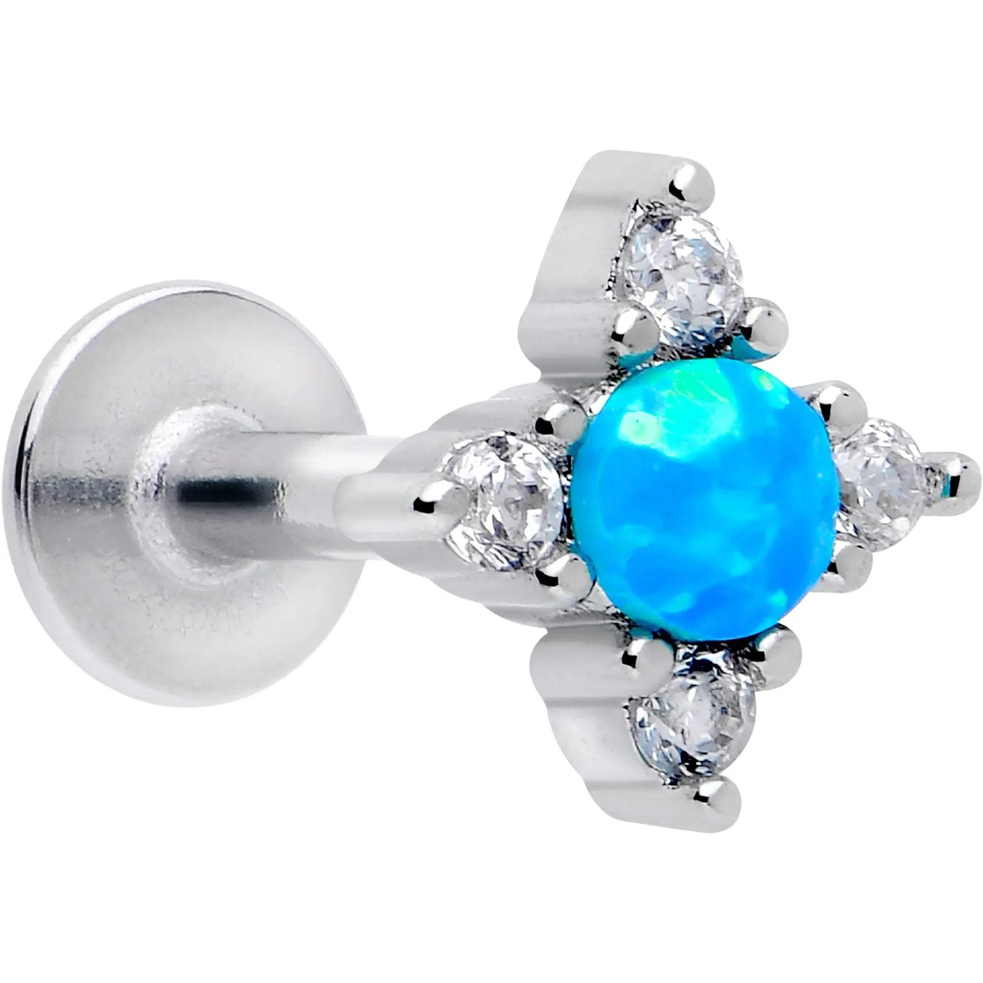 16G 1/4 Blue Synthetic Opal Rhombus Star Flatback Stud - BodyCandy - Flyclothing LLC