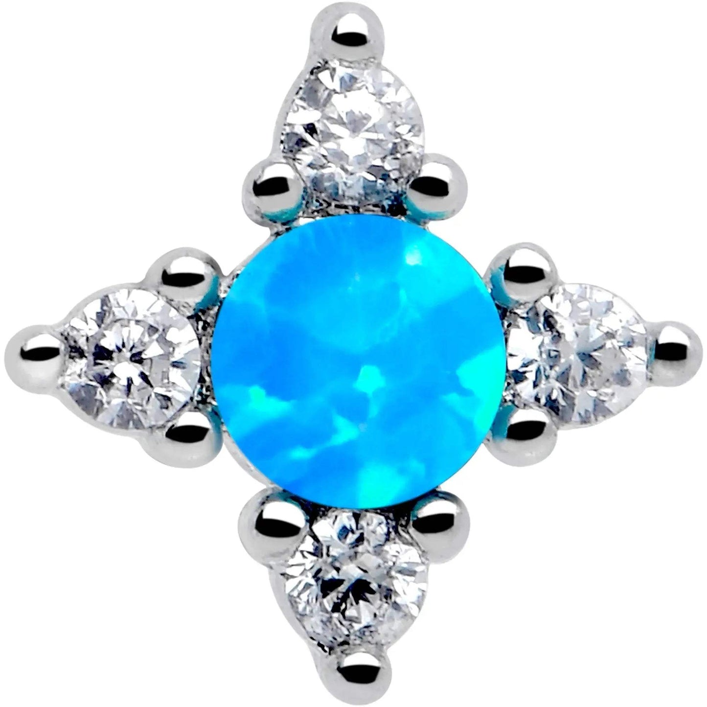 16G 1/4 Blue Synthetic Opal Rhombus Star Flatback Stud - BodyCandy - Flyclothing LLC