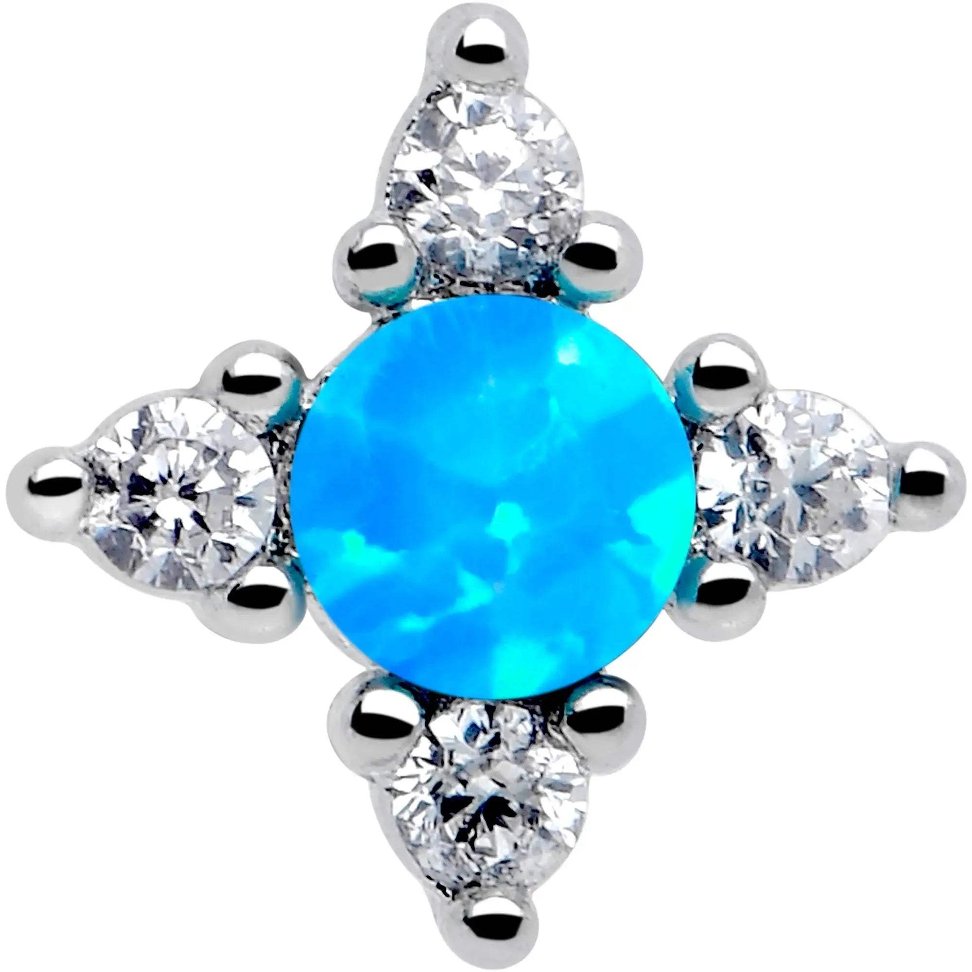 16G 1/4 Blue Synthetic Opal Rhombus Star Flatback Stud - BodyCandy - Flyclothing LLC