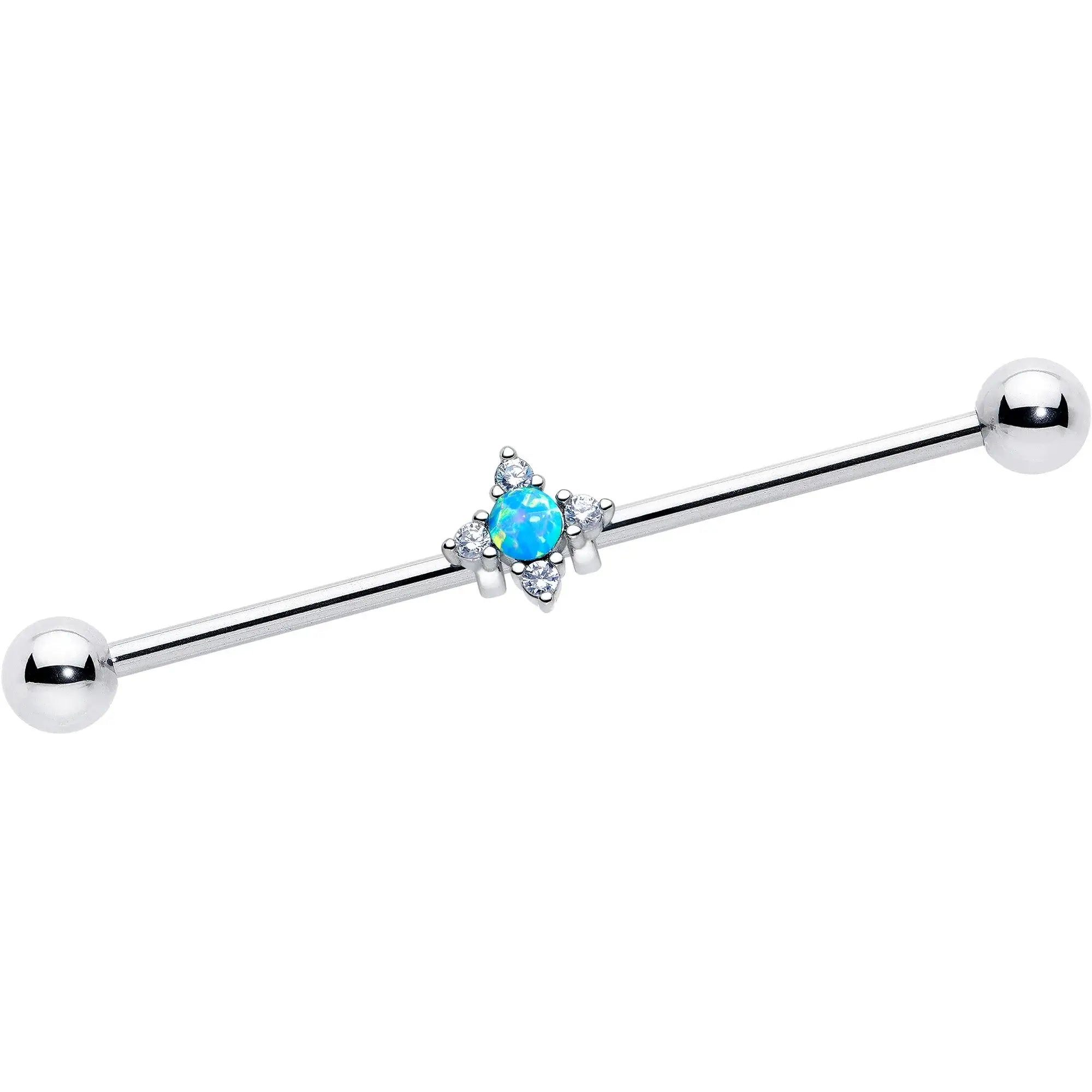 14G Blue Synthetic Opal Rhombus Star Industrial Barbell 38mm - BodyCandy - Flyclothing LLC