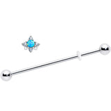 14G Blue Synthetic Opal Rhombus Star Industrial Barbell 38mm - BodyCandy - Flyclothing LLC