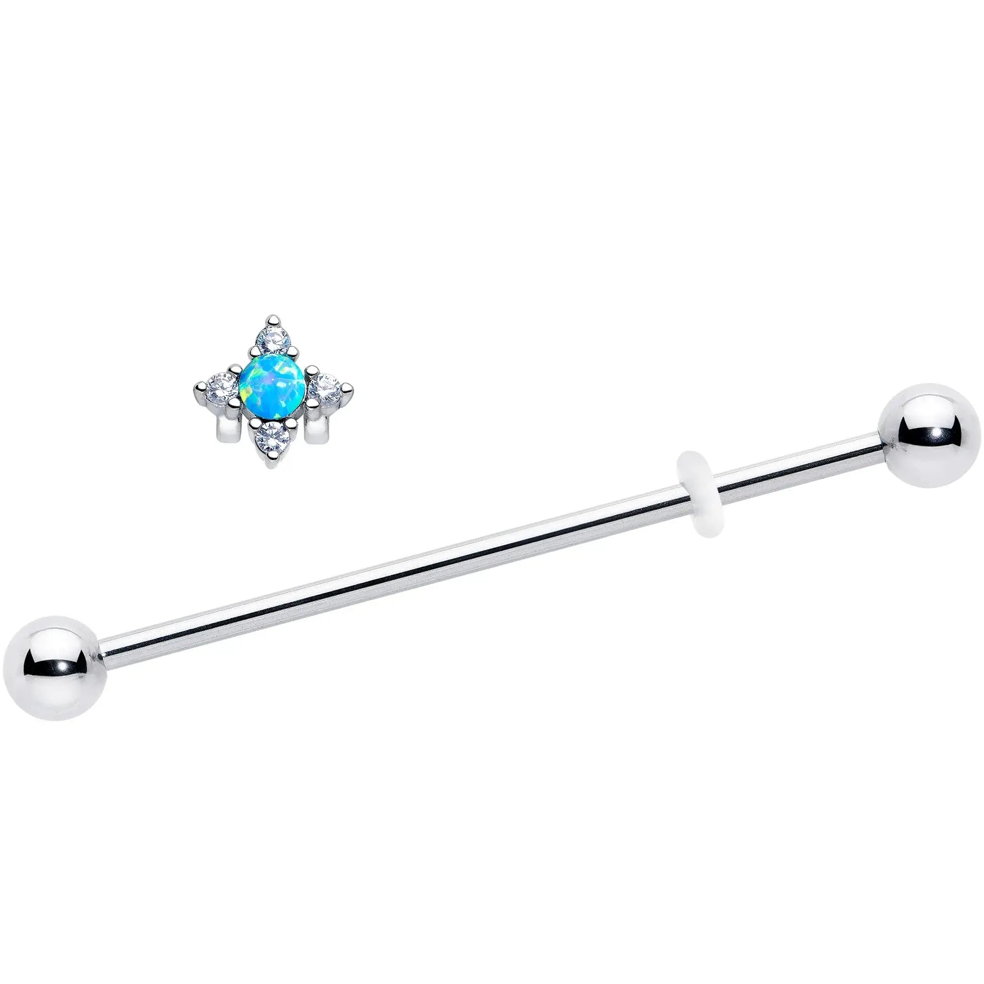 14G Blue Synthetic Opal Rhombus Star Industrial Barbell 38mm - BodyCandy - Flyclothing LLC