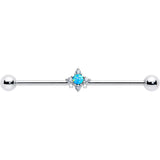 14G Blue Synthetic Opal Rhombus Star Industrial Barbell 38mm - BodyCandy - Flyclothing LLC