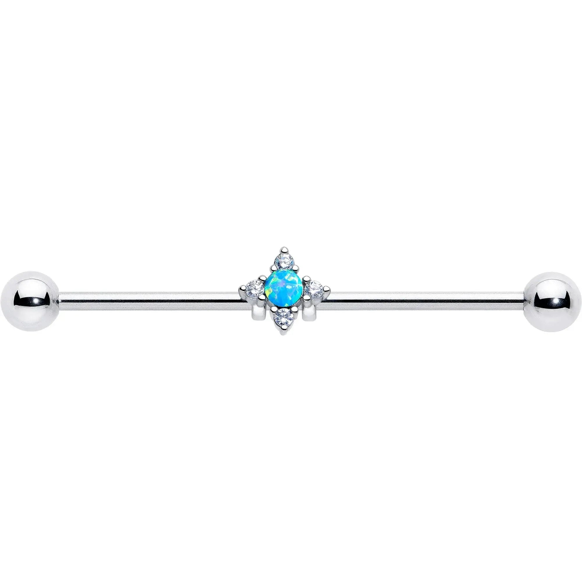 14G Blue Synthetic Opal Rhombus Star Industrial Barbell 38mm - BodyCandy - Flyclothing LLC