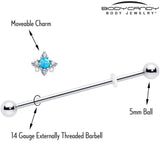 14G Blue Synthetic Opal Rhombus Star Industrial Barbell 38mm - BodyCandy - Flyclothing LLC