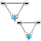 14G 9/16 Blue Synthetic Opal Rhombus Star Dangle Nipple Ring Set - BodyCandy - Flyclothing LLC