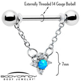 14G 9/16 Blue Synthetic Opal Rhombus Star Dangle Nipple Ring Set - BodyCandy - Flyclothing LLC