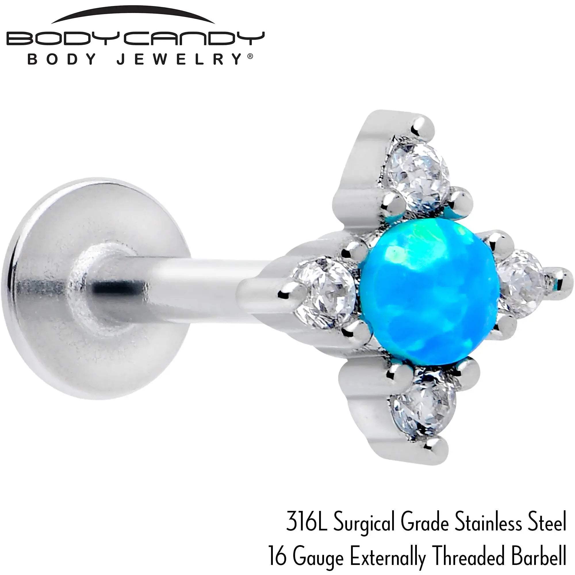 16G 5/16 Blue Synthetic Opal Rhombus Star Flatback Stud - BodyCandy - Flyclothing LLC