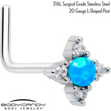 20G 7mm Blue Synthetic Opal Rhombus Star L Shape Nose Ring - BodyCandy - Flyclothing LLC