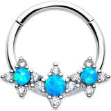 16G 3/8 Blue Synthetic Opal Rhombus Stars Hinged Segment Ring - BodyCandy - Flyclothing LLC