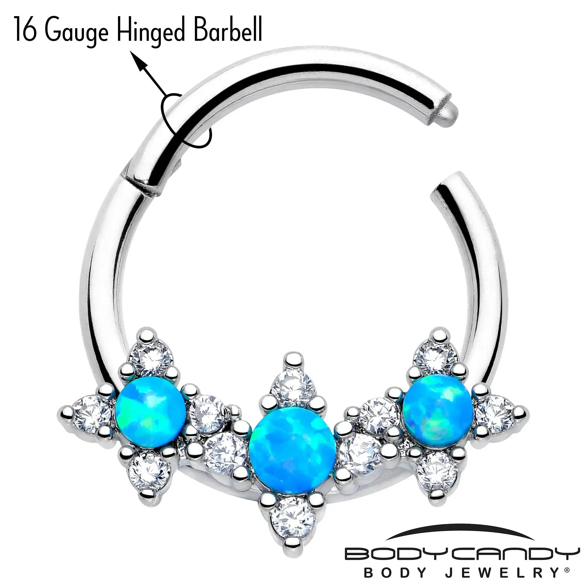 16G 3/8 Blue Synthetic Opal Rhombus Stars Hinged Segment Ring - BodyCandy - Flyclothing LLC