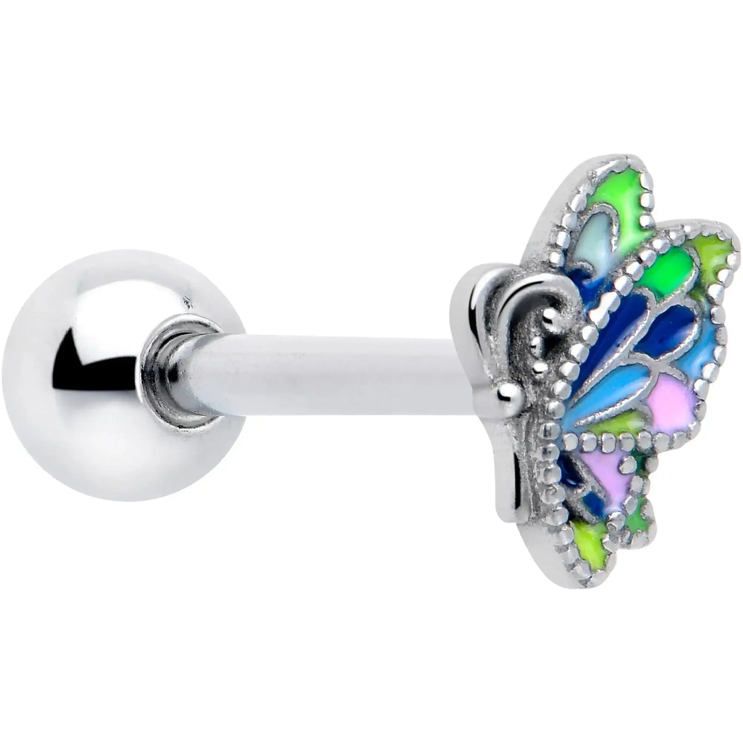 Pastel Profile Butterfly Barbell Tongue Ring - BodyCandy - Flyclothing LLC