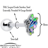 Pastel Profile Butterfly Barbell Tongue Ring - BodyCandy - Flyclothing LLC