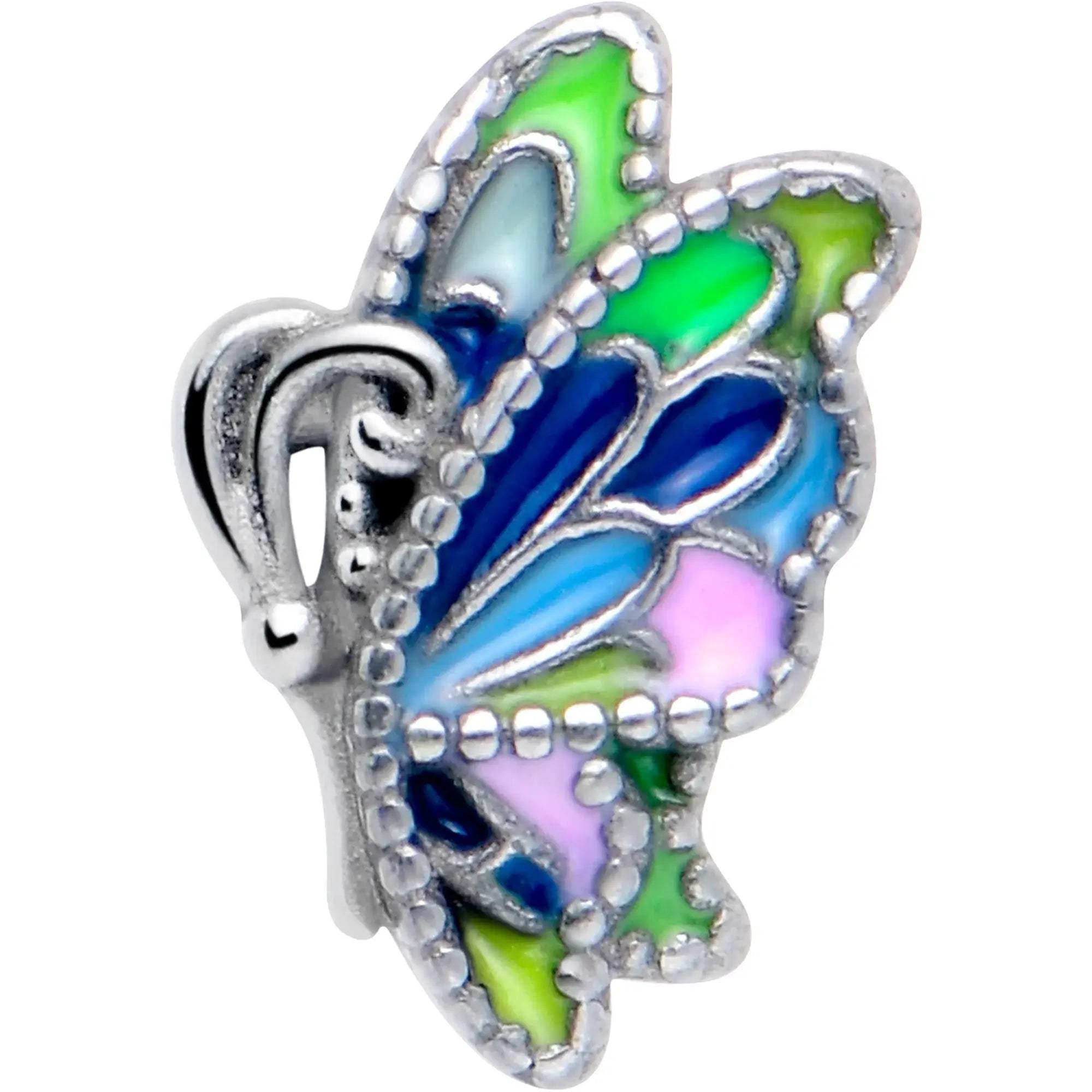 Pastel Profile Butterfly Barbell Tongue Ring - BodyCandy - Flyclothing LLC