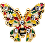 16G 5/16 Clear Gem Gold Tone Color Block Butterfly Labret Tragus - BodyCandy - Flyclothing LLC