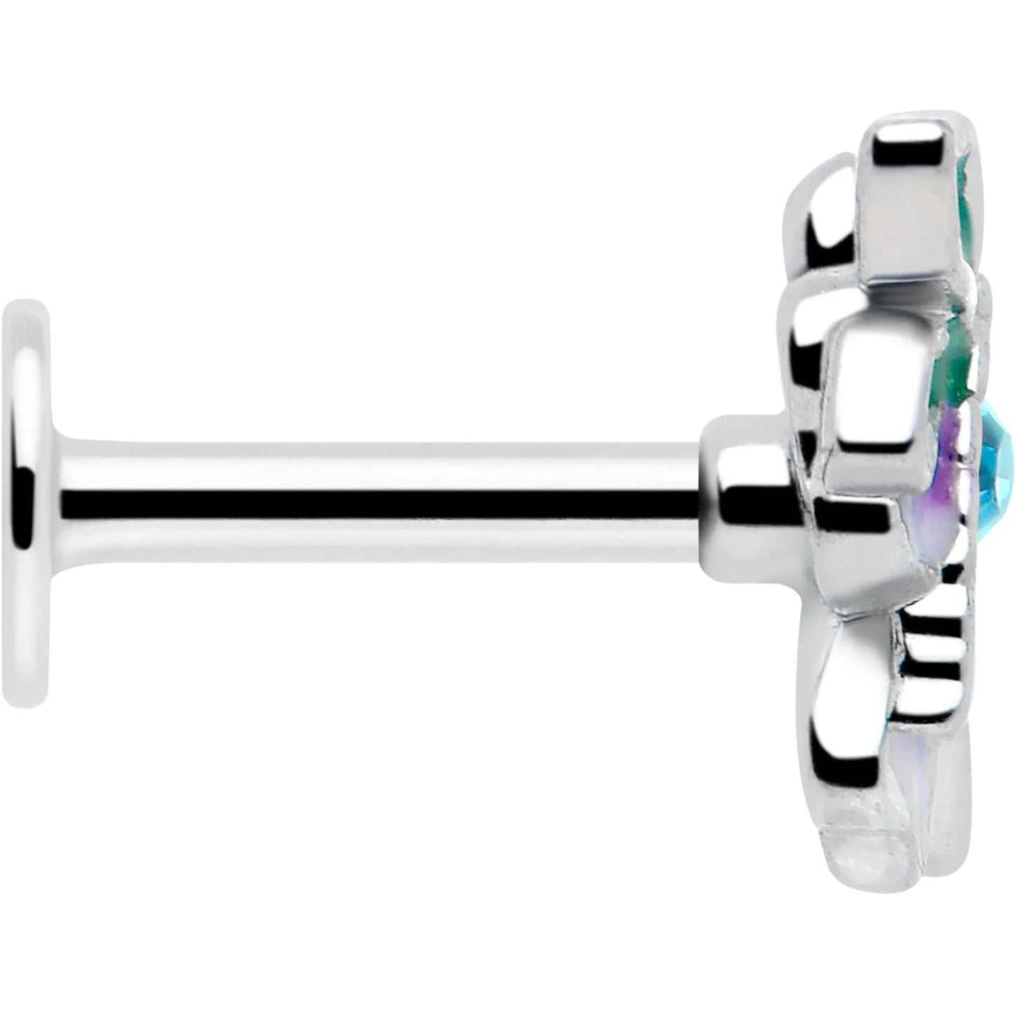 16G 1/4 Blue Gem Faerie Flower Purple Labret - BodyCandy - Flyclothing LLC