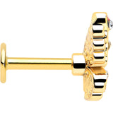 16G 1/4 Clear Gem Gold Tone Color Block Butterfly Labret - BodyCandy - Flyclothing LLC